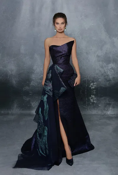 Tarik Ediz Feris Gown In Blue