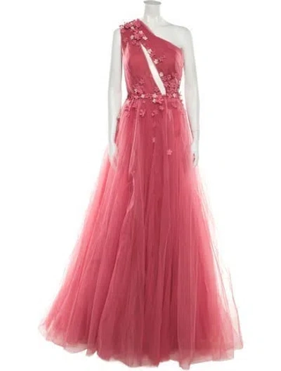 Pre-owned Tarik Ediz Floral Print Long Dress W/ Tags In Pink