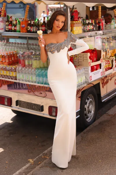 Tarik Ediz Gabriel Crepe Gown In White
