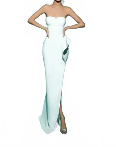Tarik Ediz Gia Elbise Crepe Dress In Ivory In Blue