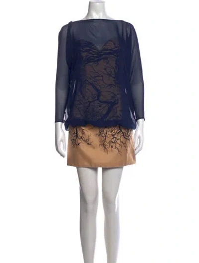 Pre-owned Tarik Ediz Graphic Print Mini Dress In Blue