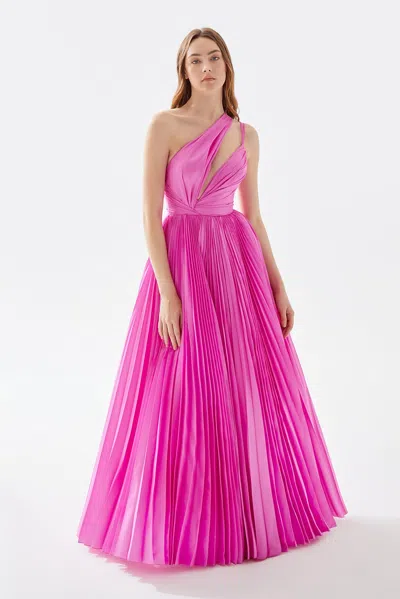 Tarik Ediz Holly Taffeta Gown In Pink
