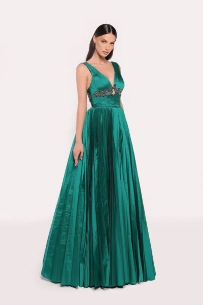 Tarik Ediz Ilda Taffeta A-line Gown In Green