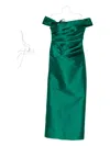 Tarik Ediz Izella Off-shoulder Midi Dress In Green