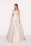 Tarik Ediz Jenia Taffeta A-line Gown In Multi