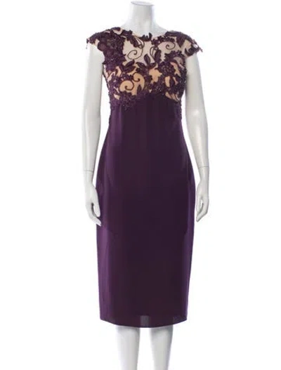 Pre-owned Tarik Ediz Lace Pattern Knee-length Dress In Purple