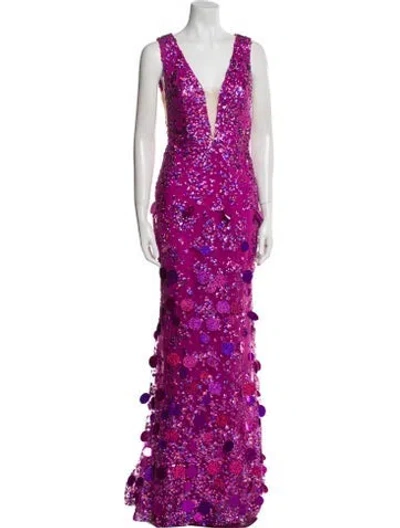 Pre-owned Tarik Ediz Lace Pattern Long Dress