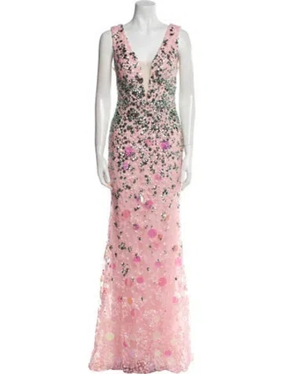 Pre-owned Tarik Ediz Lace Pattern Long Dress