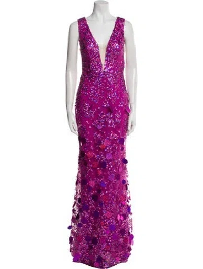 Pre-owned Tarik Ediz Lace Pattern Long Dress