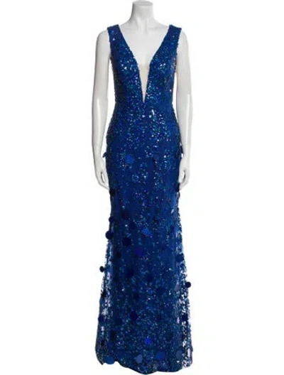 Pre-owned Tarik Ediz Lace Pattern Long Dress