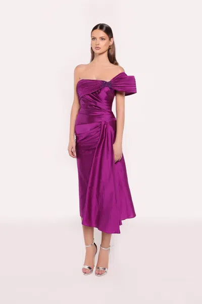 Tarik Ediz Lidya Taffeta Dress In Purple