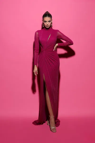 Tarik Ediz Long Sleeve Leysley Gown In Multi