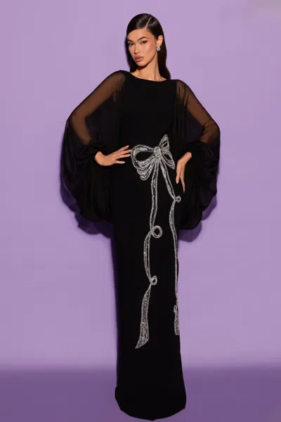 Tarik Ediz Long Sleeve Merry Gown In Multi