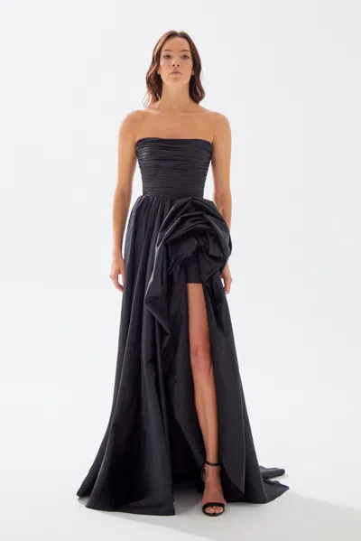 Tarik Ediz Maia Taffeta Gown In Black