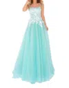 Tarik Ediz Melodie Tulle Dress In Aqua In Blue