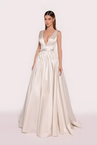 Tarik Ediz Monica Taffeta A-line Gown In Multi