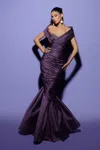 Tarik Ediz Off-shoulder Elwis Gown In Multi