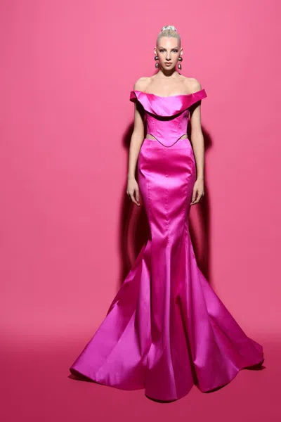 Tarik Ediz Off-shoulder June Gown In Multi