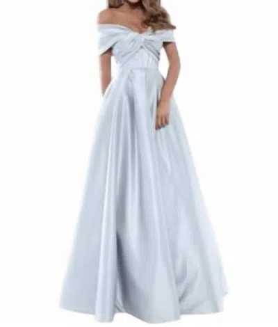 Tarik Ediz Off The Shoulder Ballgown In Silver