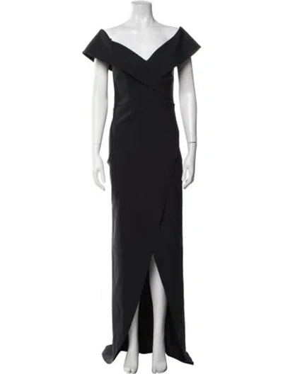 Pre-owned Tarik Ediz Off-the-shoulder Long Dress In Black