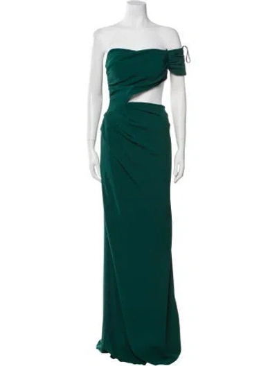 Pre-owned Tarik Ediz Off-the-shoulder Long Dress W/ Tags In Green