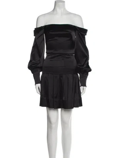 Pre-owned Tarik Ediz Off-the-shoulder Mini Dress In Black