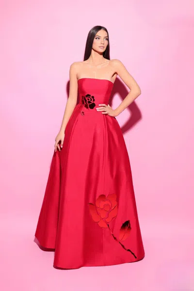 Tarik Ediz Olimpa Taffeta Gown In Multi