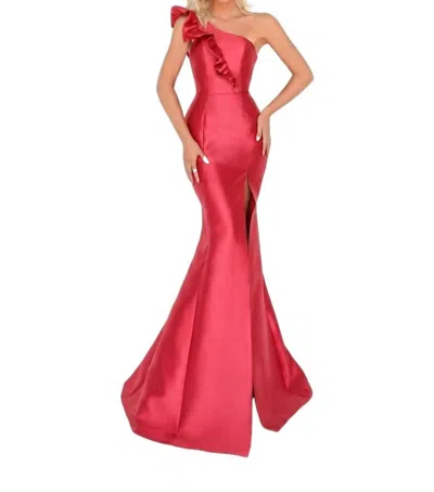 Tarik Ediz One Shoulder Mermaid Dress In Red