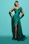 Tarik Ediz One-shoulder Moses Gown In Multi