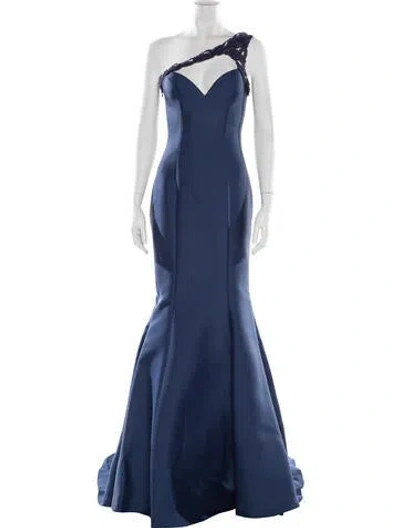 Pre-owned Tarik Ediz One-shoulder Long Dress In Blue