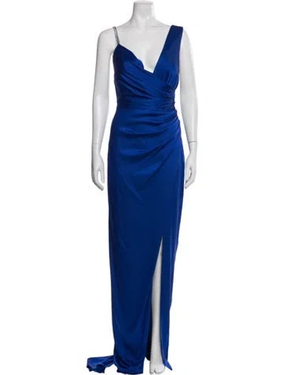 Pre-owned Tarik Ediz One-shoulder Long Dress In Blue