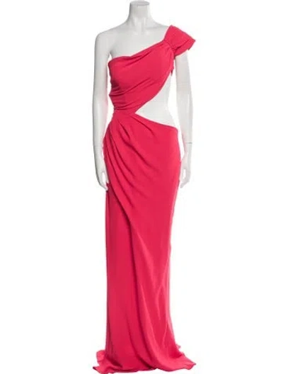 Pre-owned Tarik Ediz One-shoulder Long Dress In Pink
