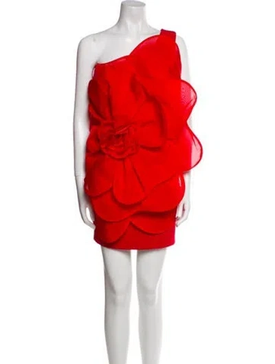 Pre-owned Tarik Ediz One-shoulder Mini Dress In Red