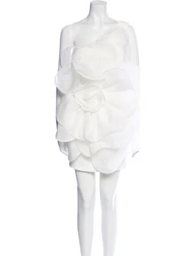 Pre-owned Tarik Ediz One-shoulder Mini Dress In White