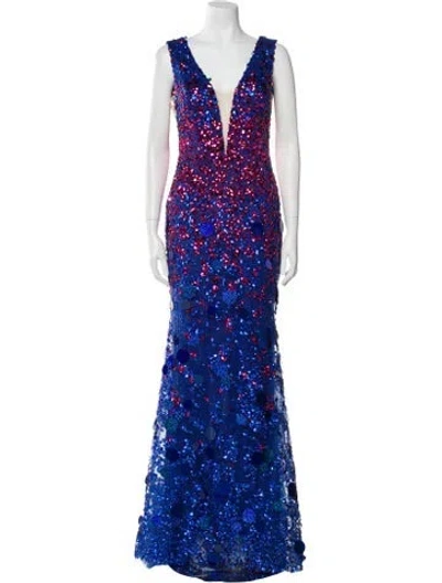 Pre-owned Tarik Ediz Patterned Long Dress