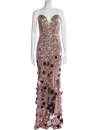 Pre-owned Tarik Ediz Patterned Long Dress W/ Tags In Multicolor