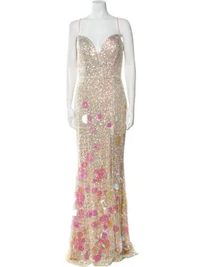 Pre-owned Tarik Ediz Polka Dot Print Long Dress