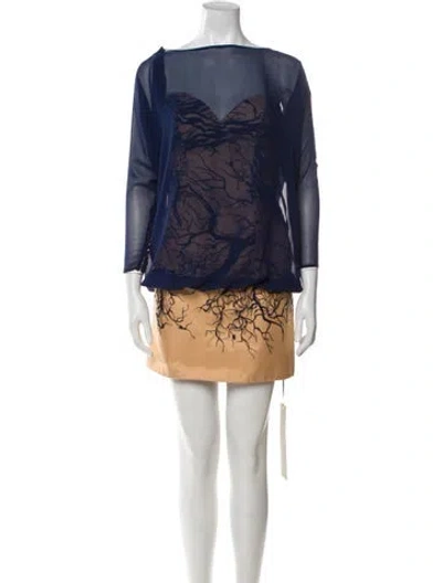 Pre-owned Tarik Ediz Printed Knee-length Dress In Blue