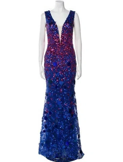 Pre-owned Tarik Ediz Printed Long Dress