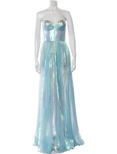 Pre-owned Tarik Ediz Printed Long Dress W/ Tags