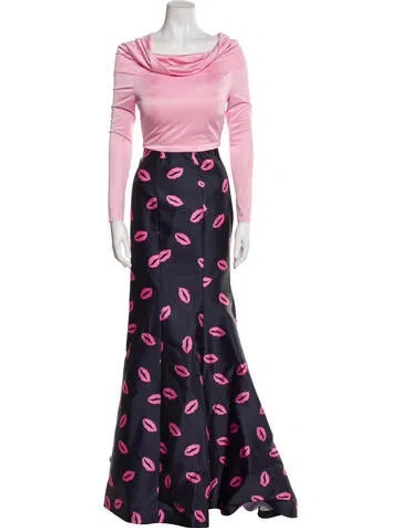 Pre-owned Tarik Ediz Printed Skirt Suit W/ Tags In Pink