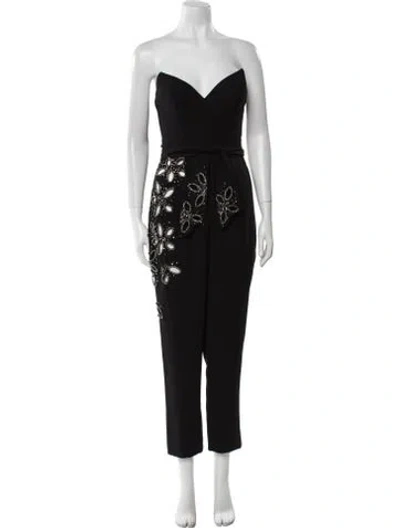 Pre-owned Tarik Ediz Printed Strapless Jumpsuit In Black