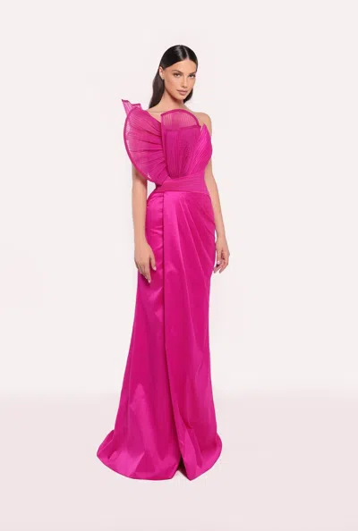 Tarik Ediz Sage Taffeta Gown In Pink