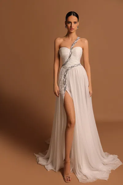 Tarik Ediz Sleeveless Asymmetric Lenny Gown In Multi