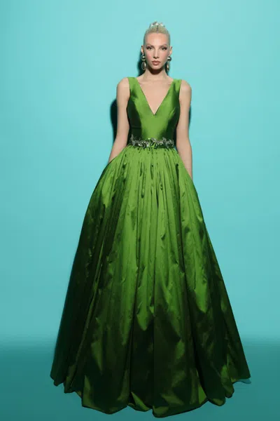 Tarik Ediz Sleeveless Jayleen Gown In Multi