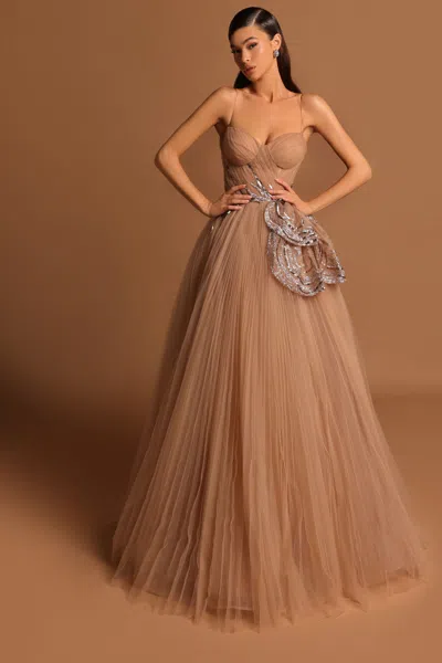 Tarik Ediz Sleeveless Ribbon Gown In Multi