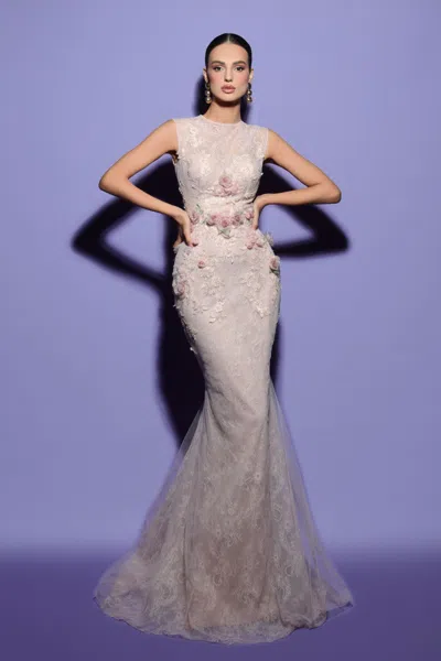 Tarik Ediz Sleeveless Ruth Gown In Multi
