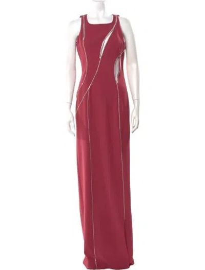 Pre-owned Tarik Ediz Square Neckline Long Dress In Pink