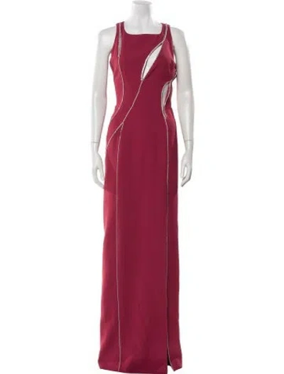 Pre-owned Tarik Ediz Square Neckline Long Dress In Pink