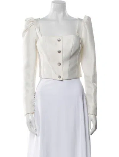 Pre-owned Tarik Ediz Square Neckline Sleeveless Crop Top In Neutral